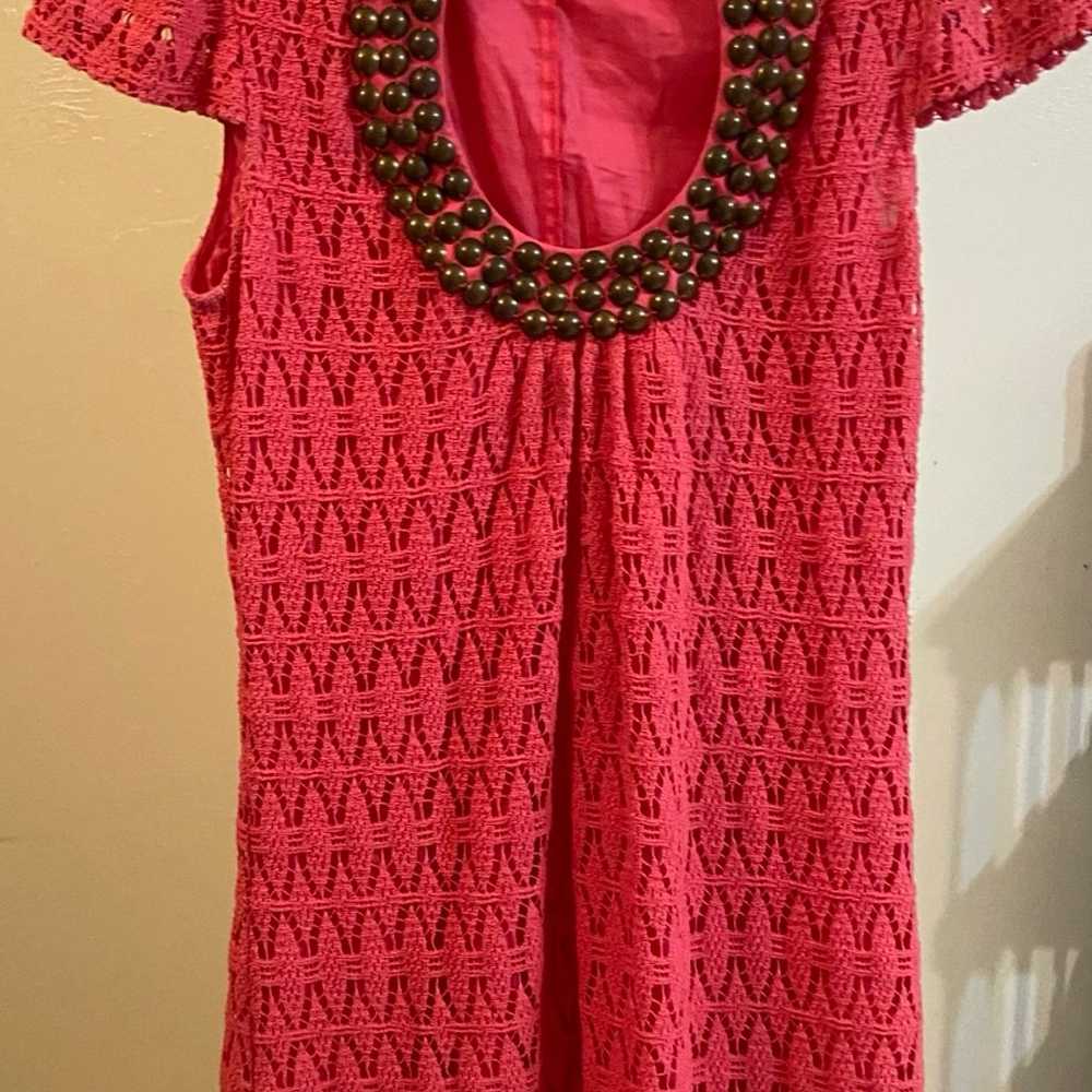 Trina Turk Pink Lace  Studded Collar Dress Sz 4 - image 10