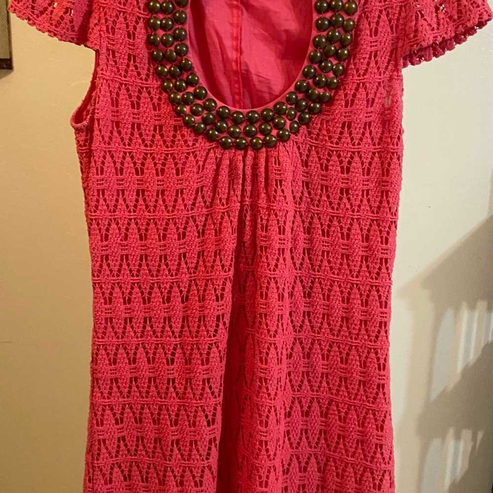 Trina Turk Pink Lace  Studded Collar Dress Sz 4 - image 2