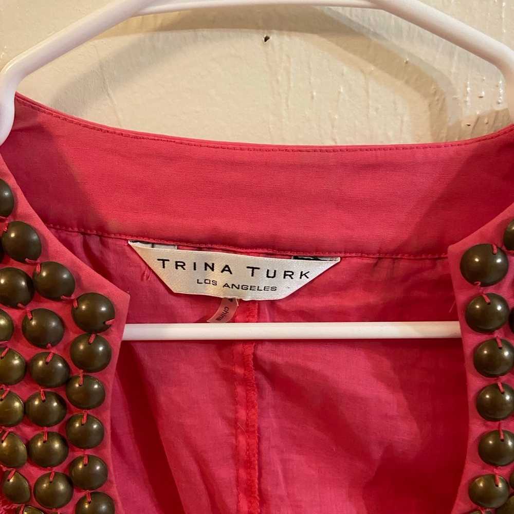 Trina Turk Pink Lace  Studded Collar Dress Sz 4 - image 5