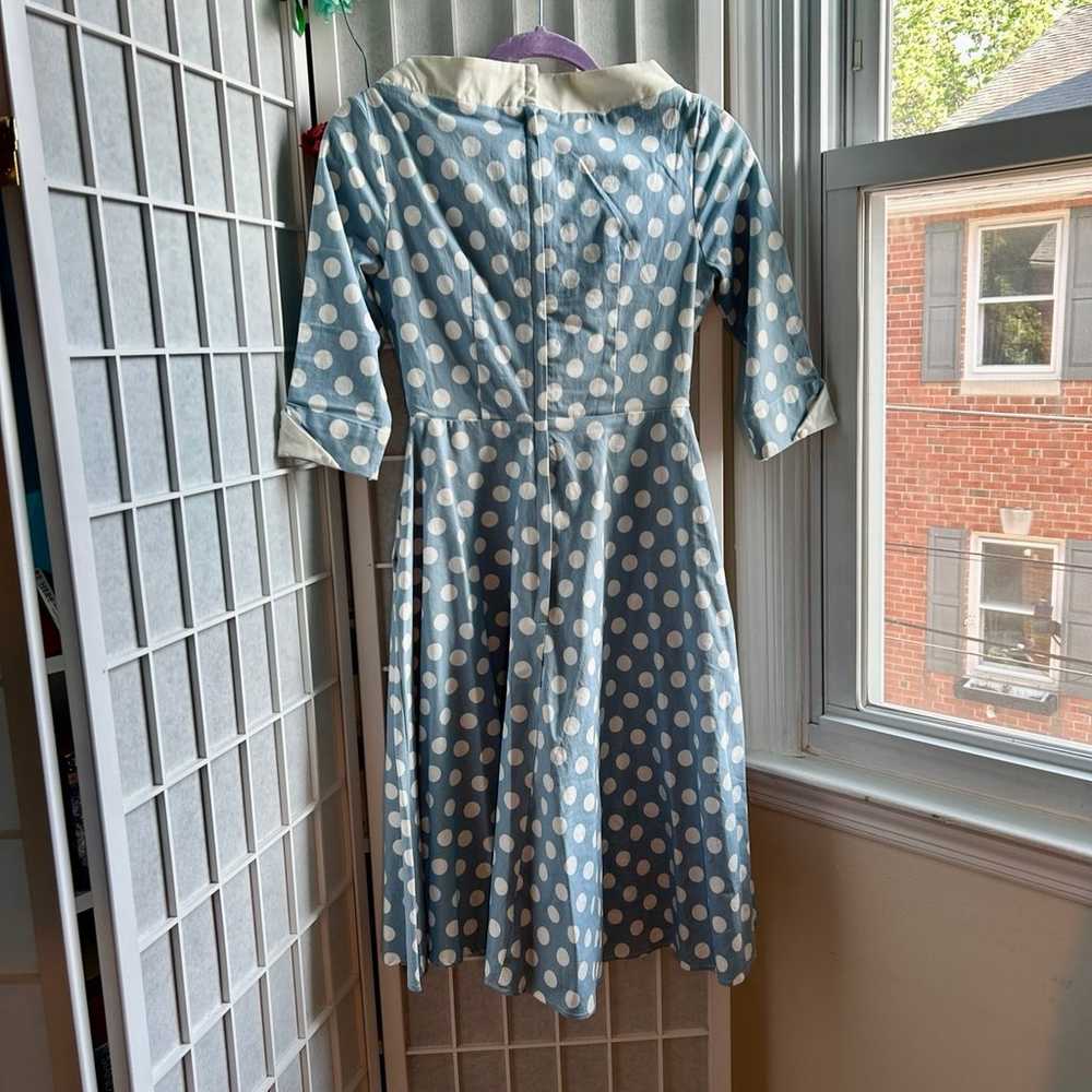 Unique Vintage blue polka dot dress - image 2