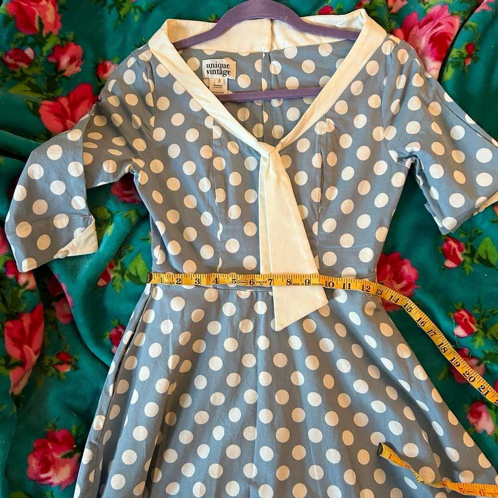 Unique Vintage blue polka dot dress - image 3