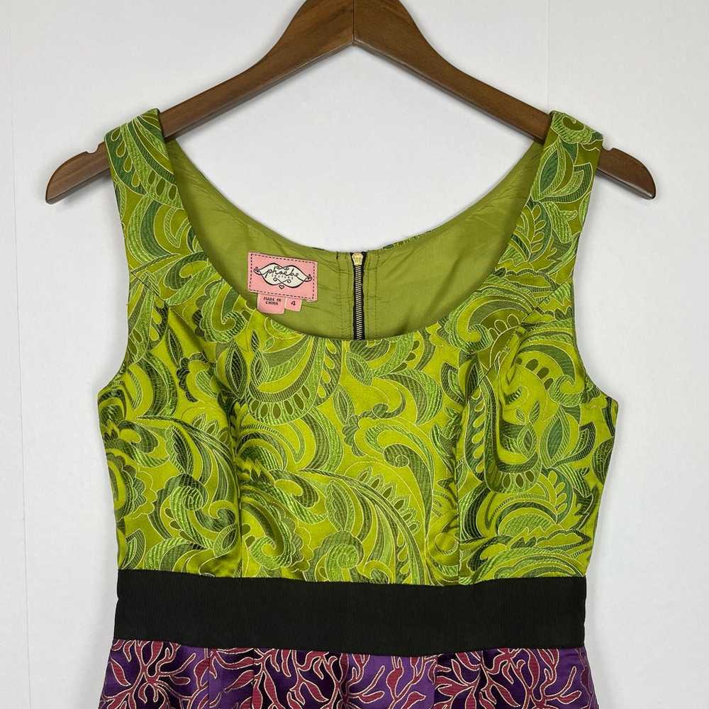 Phoebe Couture Anthropologie Green & Purple Broca… - image 3
