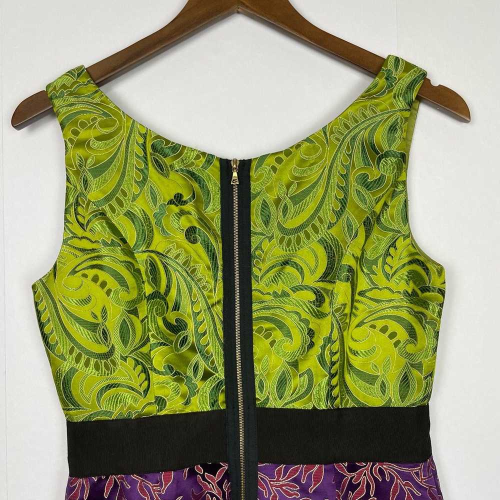 Phoebe Couture Anthropologie Green & Purple Broca… - image 4
