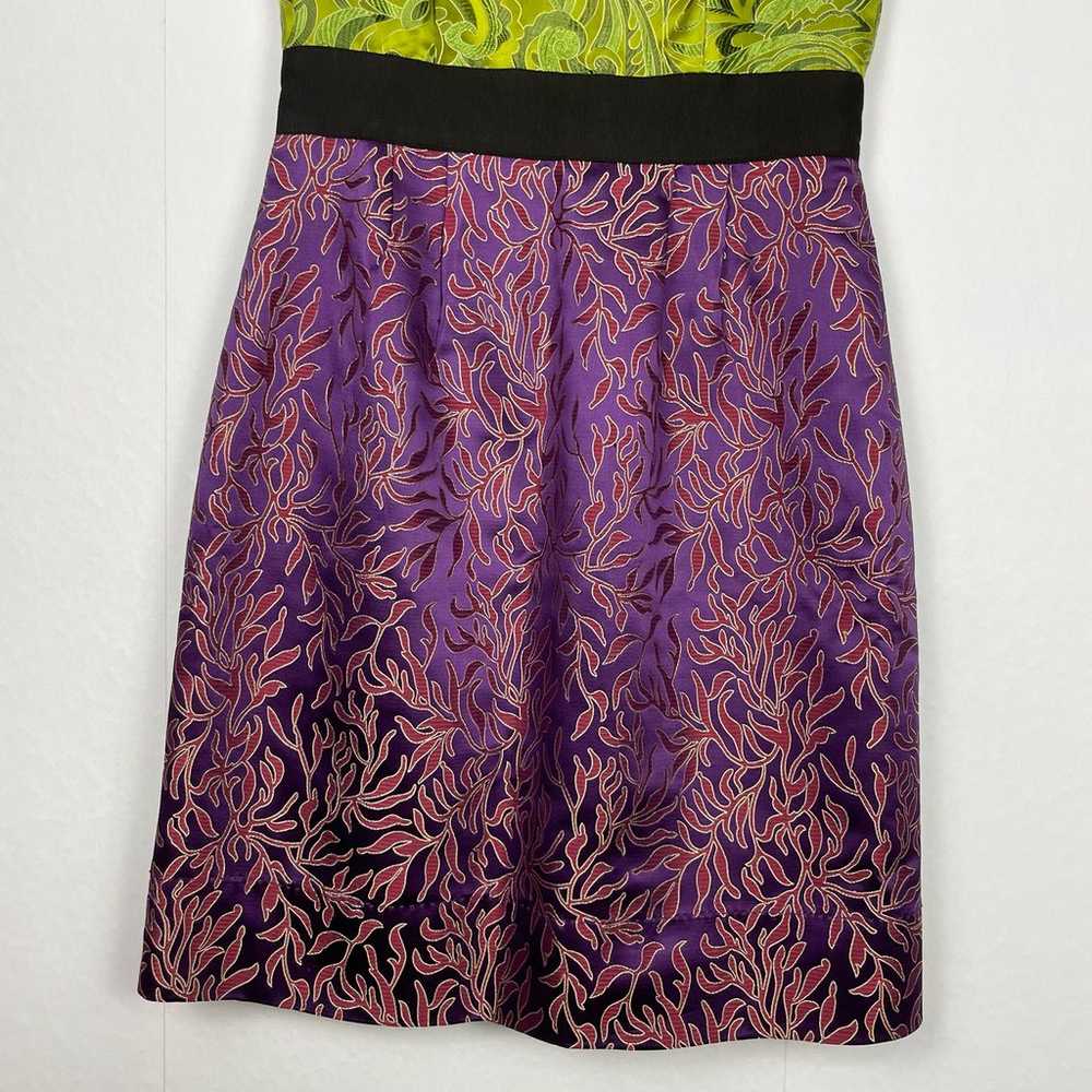 Phoebe Couture Anthropologie Green & Purple Broca… - image 5