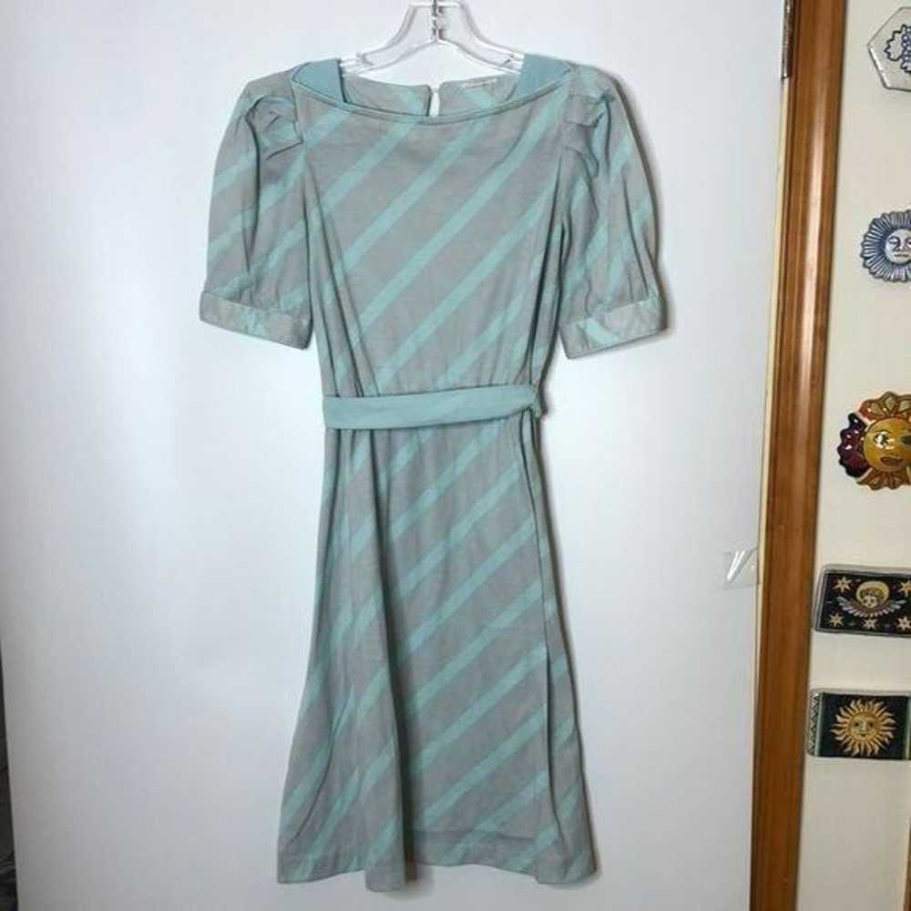 Vintage Women's Dress Puff Sleeve w/ Buttons Gray… - image 1