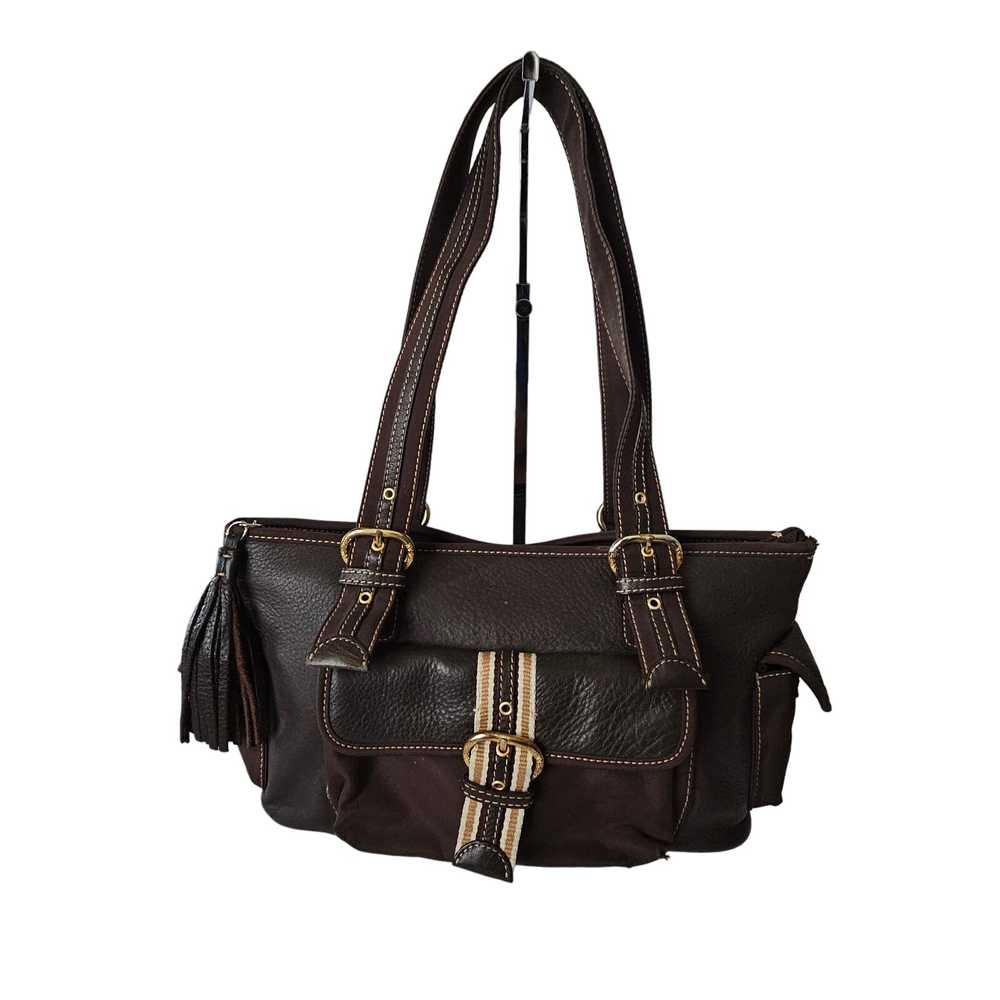 The Sak Brown Leather Nylon Shoulder Bag - image 1