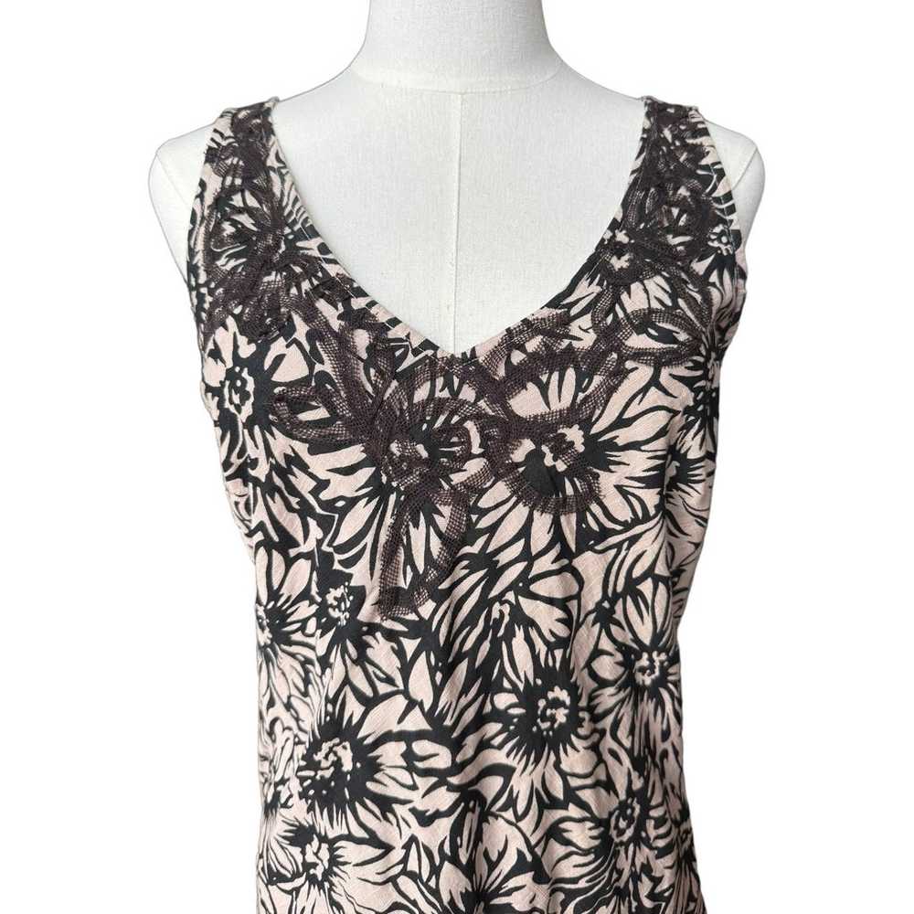 Per Una cotton sleeveless floral tan & black lace… - image 2