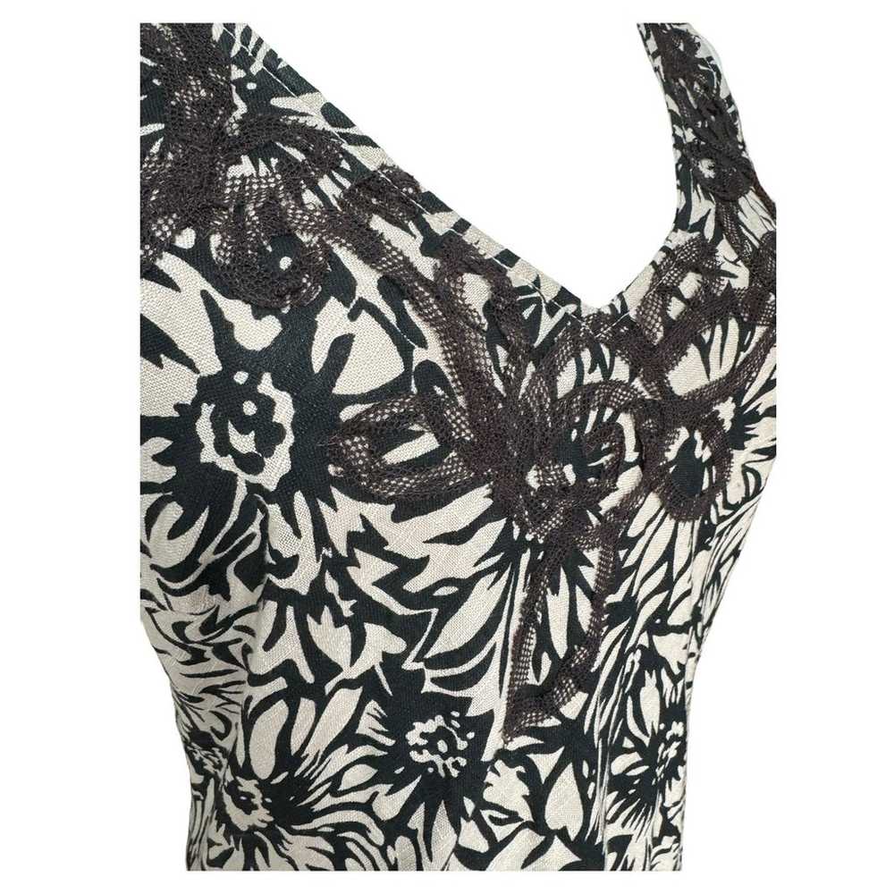 Per Una cotton sleeveless floral tan & black lace… - image 3