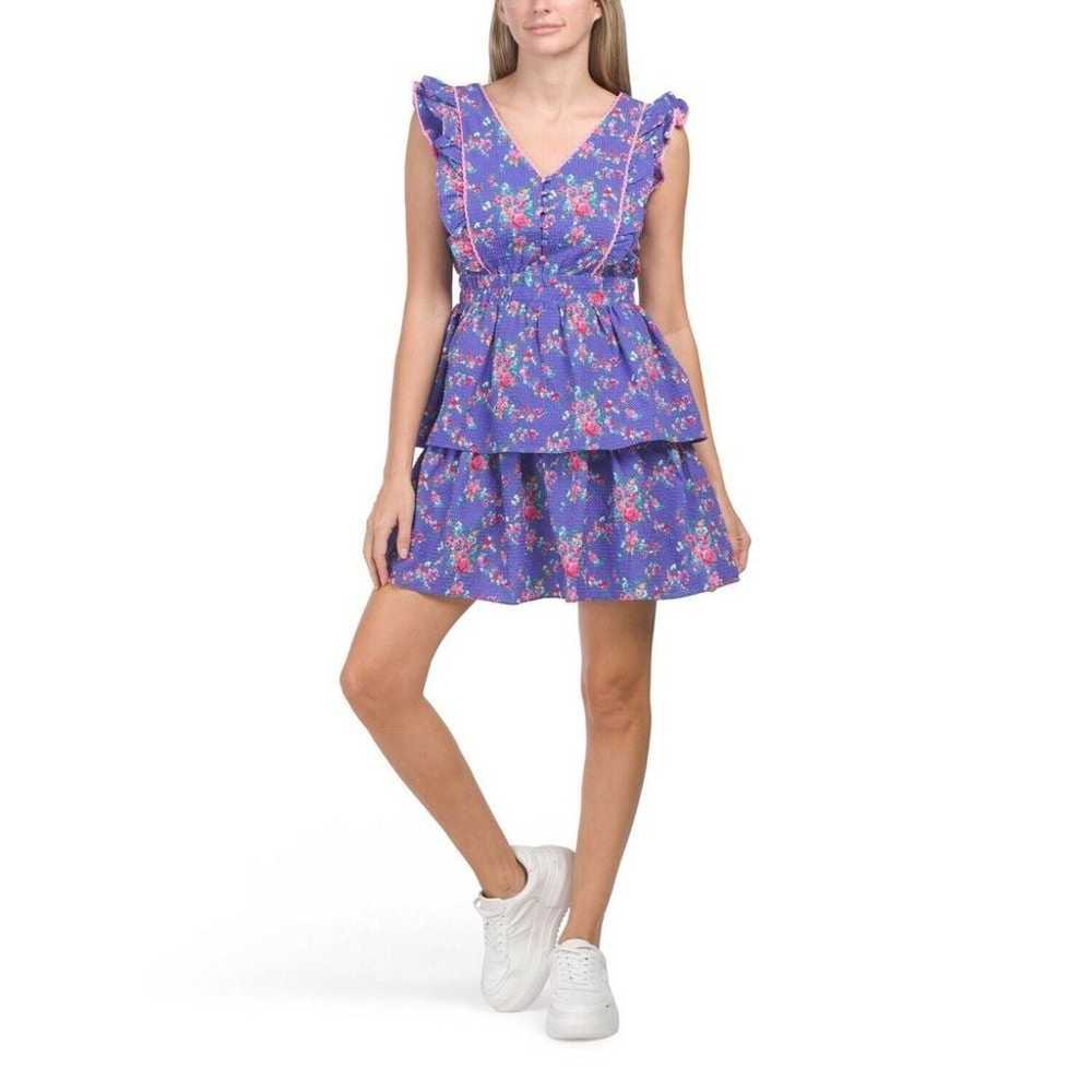 Betsey Johnson Women L Purple Floral Tiered Seers… - image 10