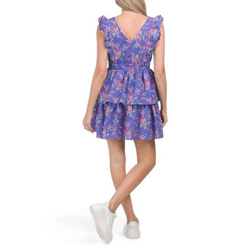 Betsey Johnson Women L Purple Floral Tiered Seers… - image 11