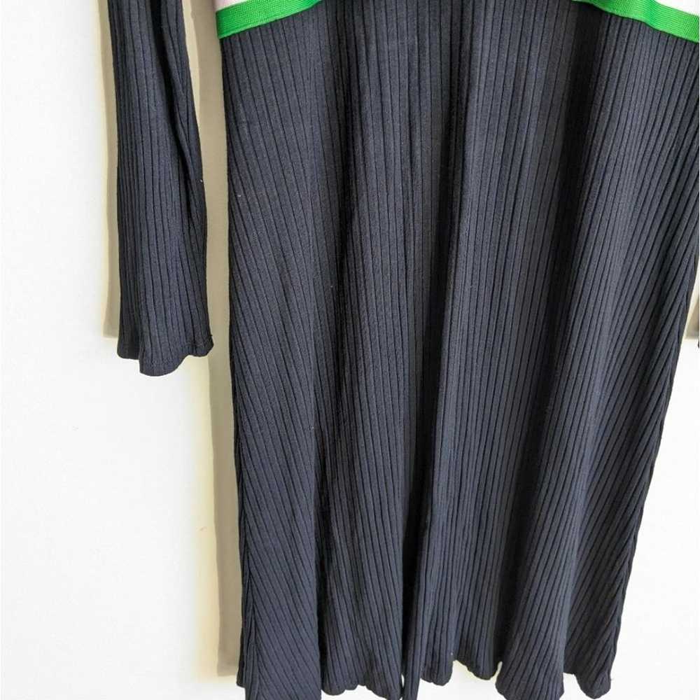 1901 Navy Green Striped Trim Sweater Dress - image 5