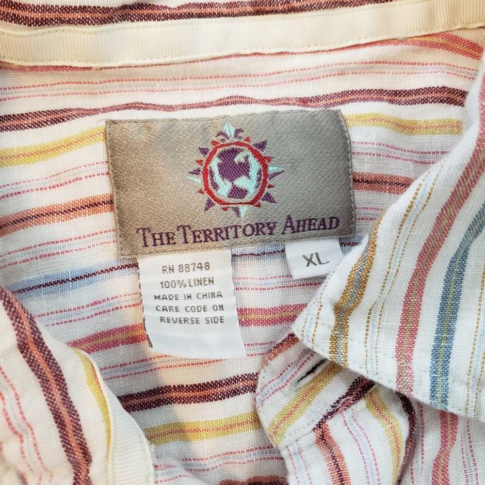 The Territory ahead 100% linen striped button up … - image 2
