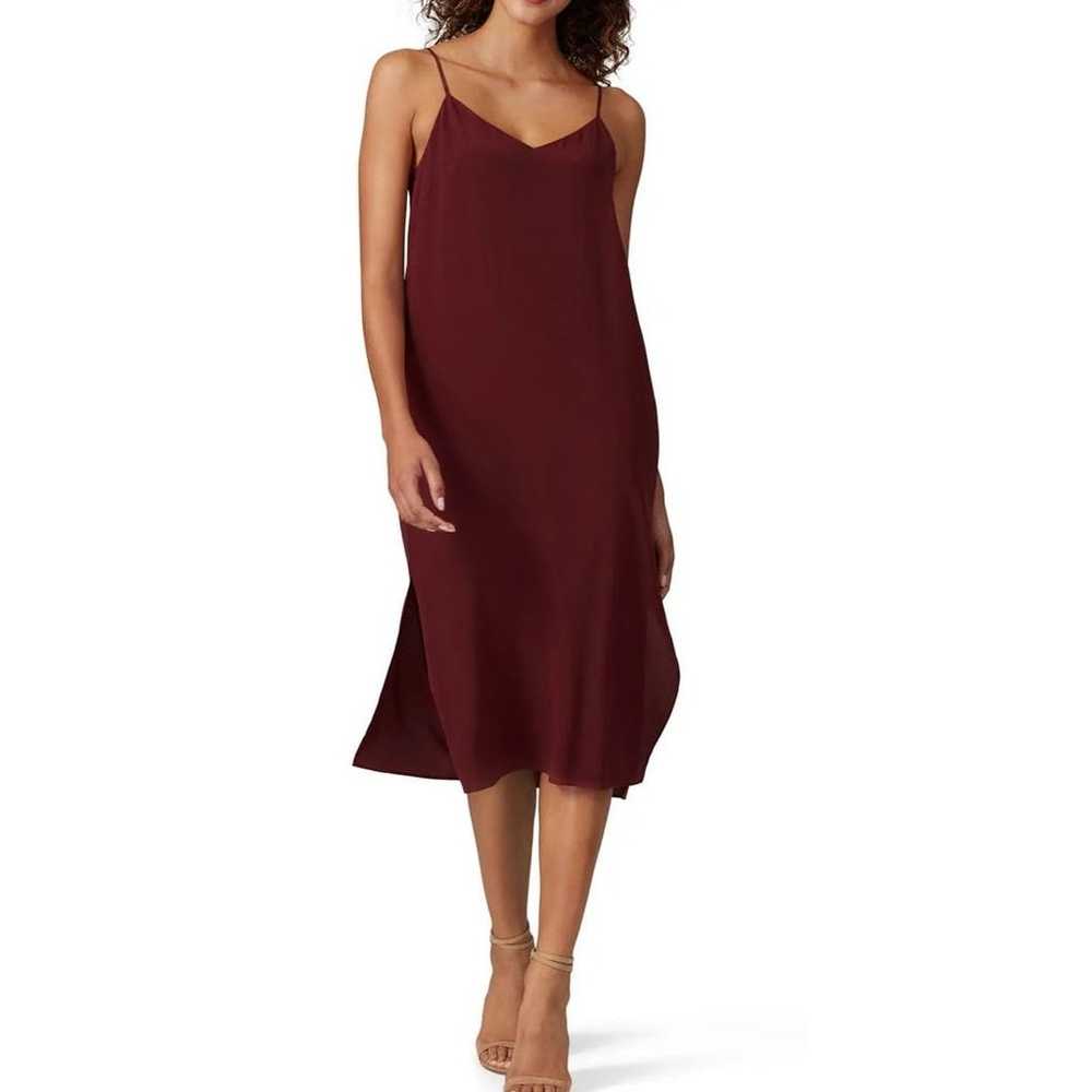 Madewell Red Silk Slip Midi Dress size 14P - image 1