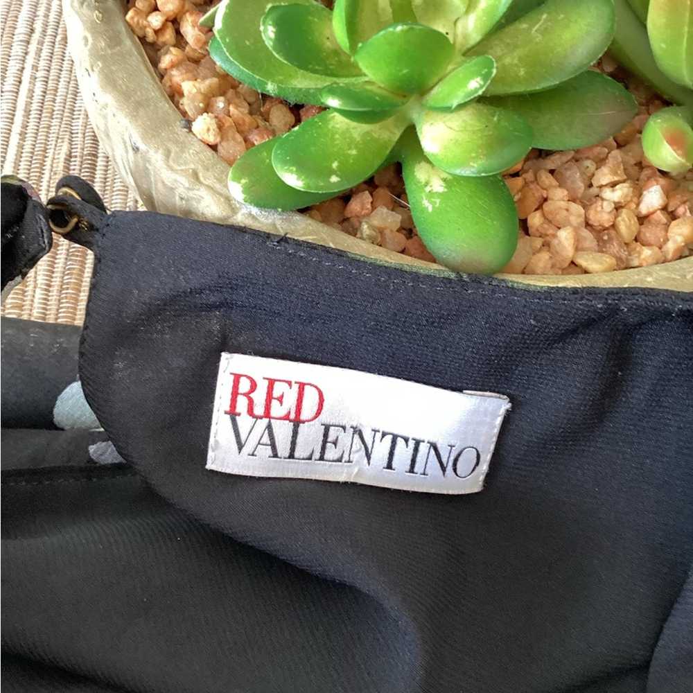 Valentino Red Black Floral Print Sleeveless Knee … - image 6