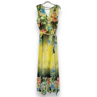 ALBERTO MAKALI Maxi Dress Floral Yellow Summer Fl… - image 1
