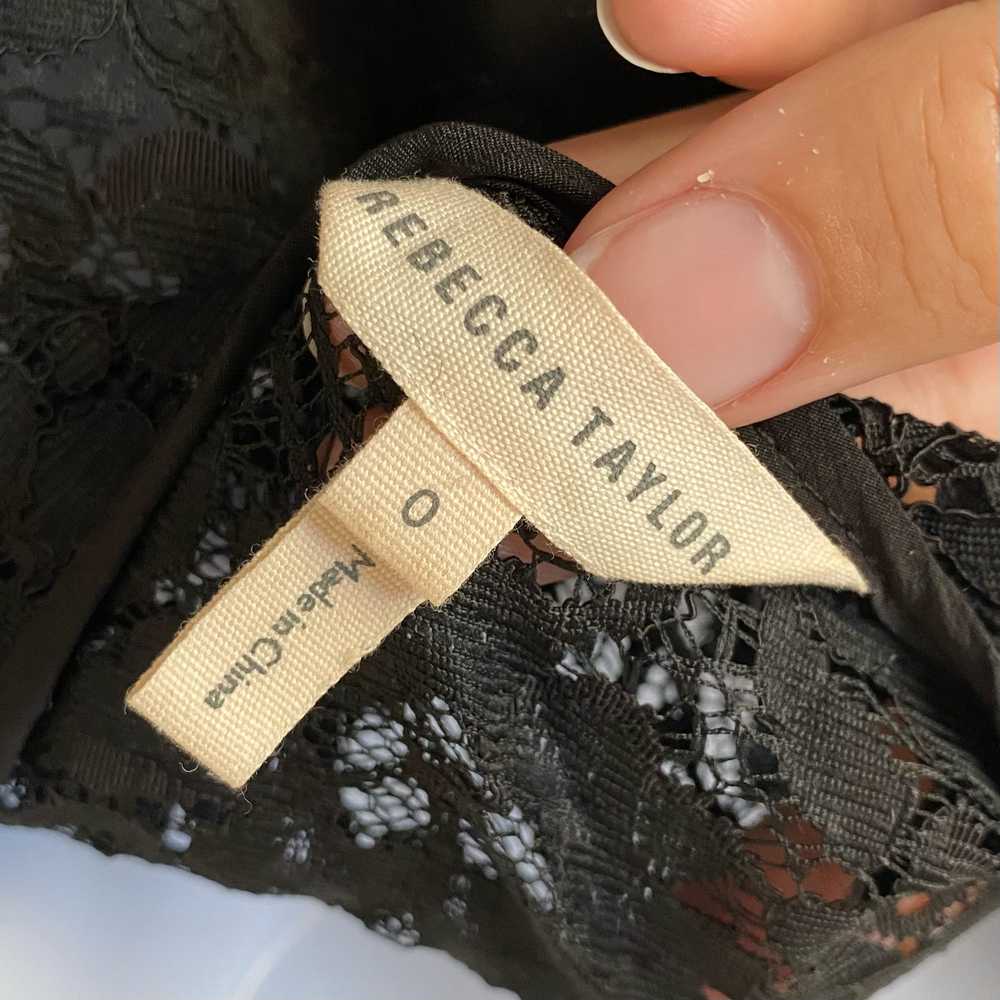 REBECCA TAYLOR Blouse Silk Lace Button Up Tie Bla… - image 4