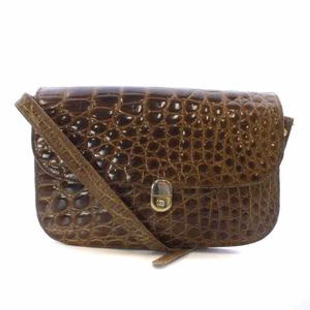 Donna Elissa Shoulder Bag Pouch Shiny Croco Leath… - image 10