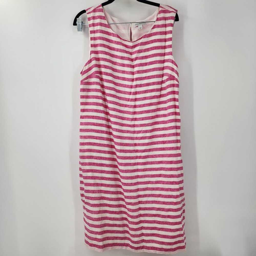 KIM ROGERS Pink White Striped Sleeveless Linen Bl… - image 1