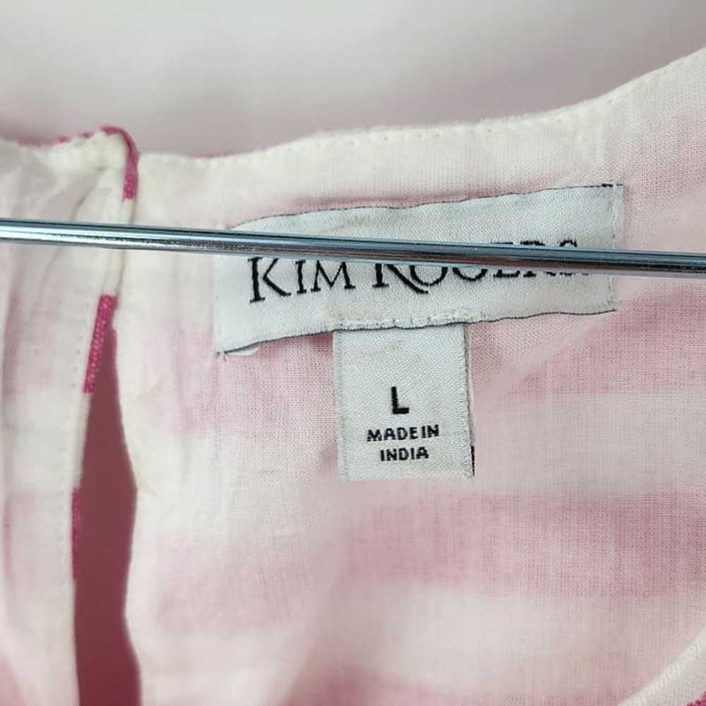 KIM ROGERS Pink White Striped Sleeveless Linen Bl… - image 2