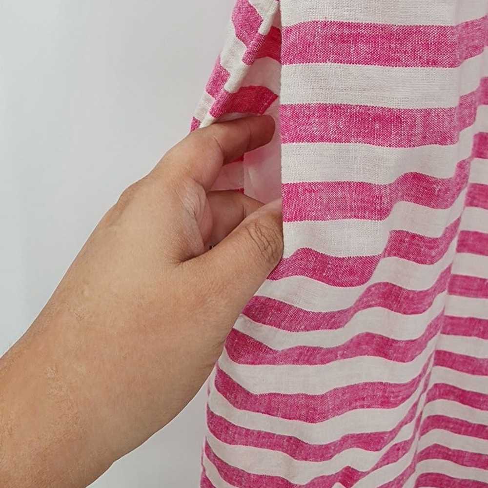 KIM ROGERS Pink White Striped Sleeveless Linen Bl… - image 5