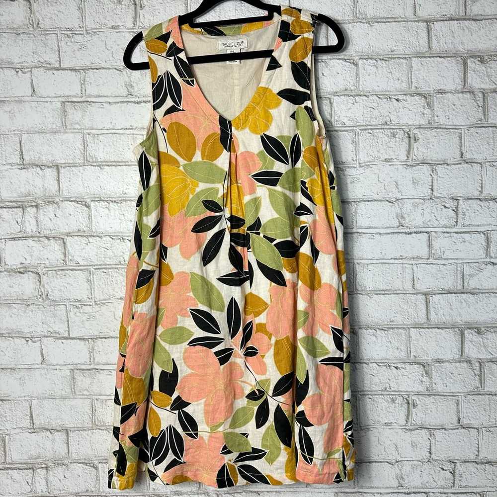 Rachel Zoe Dress 100% Linen Floral Mini Sleeveles… - image 2