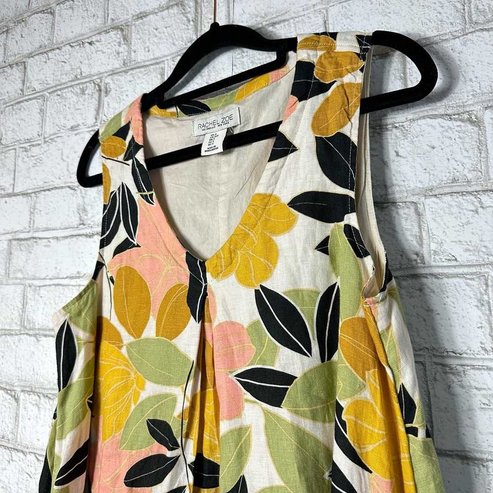 Rachel Zoe Dress 100% Linen Floral Mini Sleeveles… - image 6