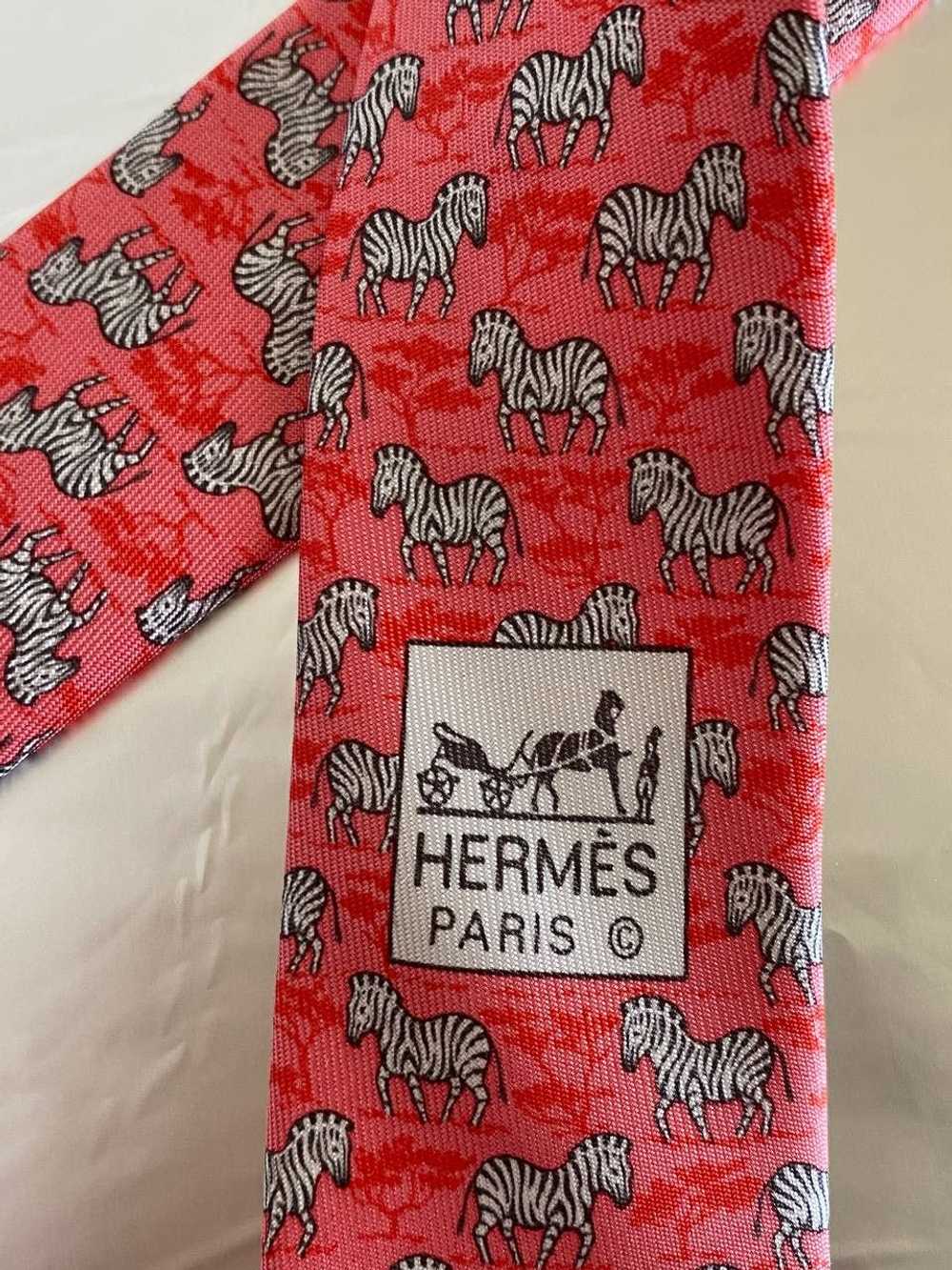 Hermes Hermes 7110 OA Zebra On Red 100% Silk Tie - image 5