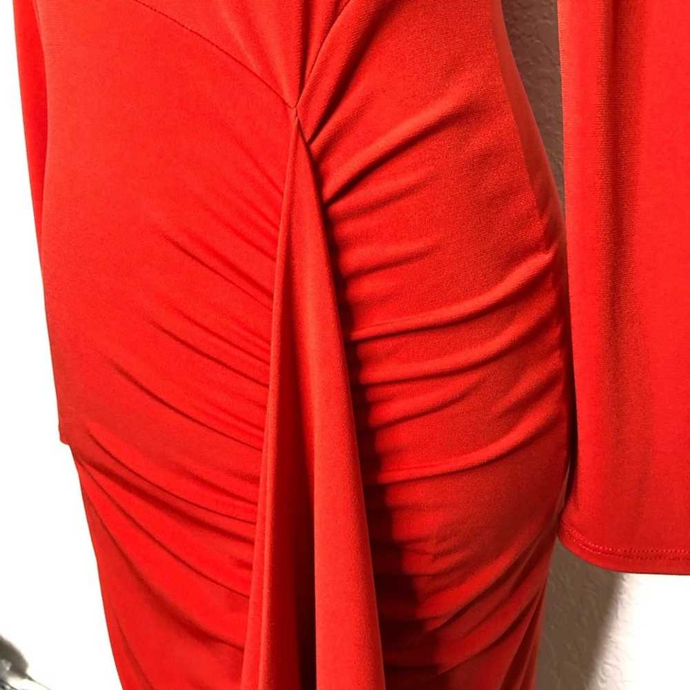 Boston Proper tomato red sheath ruffle front dres… - image 7
