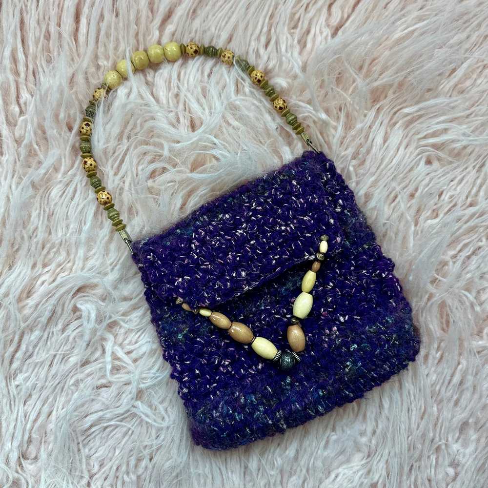 Woman’s Small Handmade Purple Knit Hand Bag - image 1