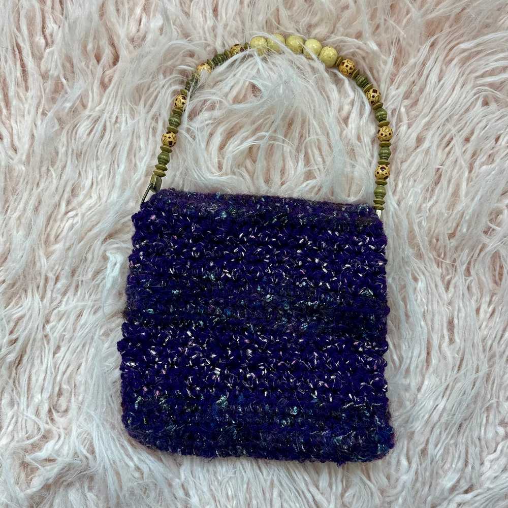 Woman’s Small Handmade Purple Knit Hand Bag - image 4