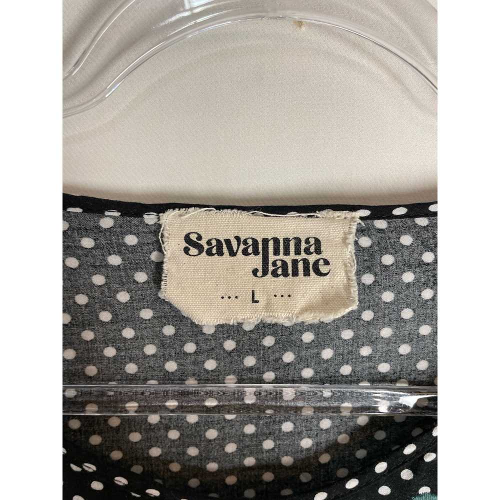 Savanna Jane Black White Polka Dot Floral Embroid… - image 3