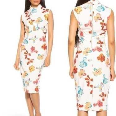 Elouise Floral Draped Cutout Midi Dress