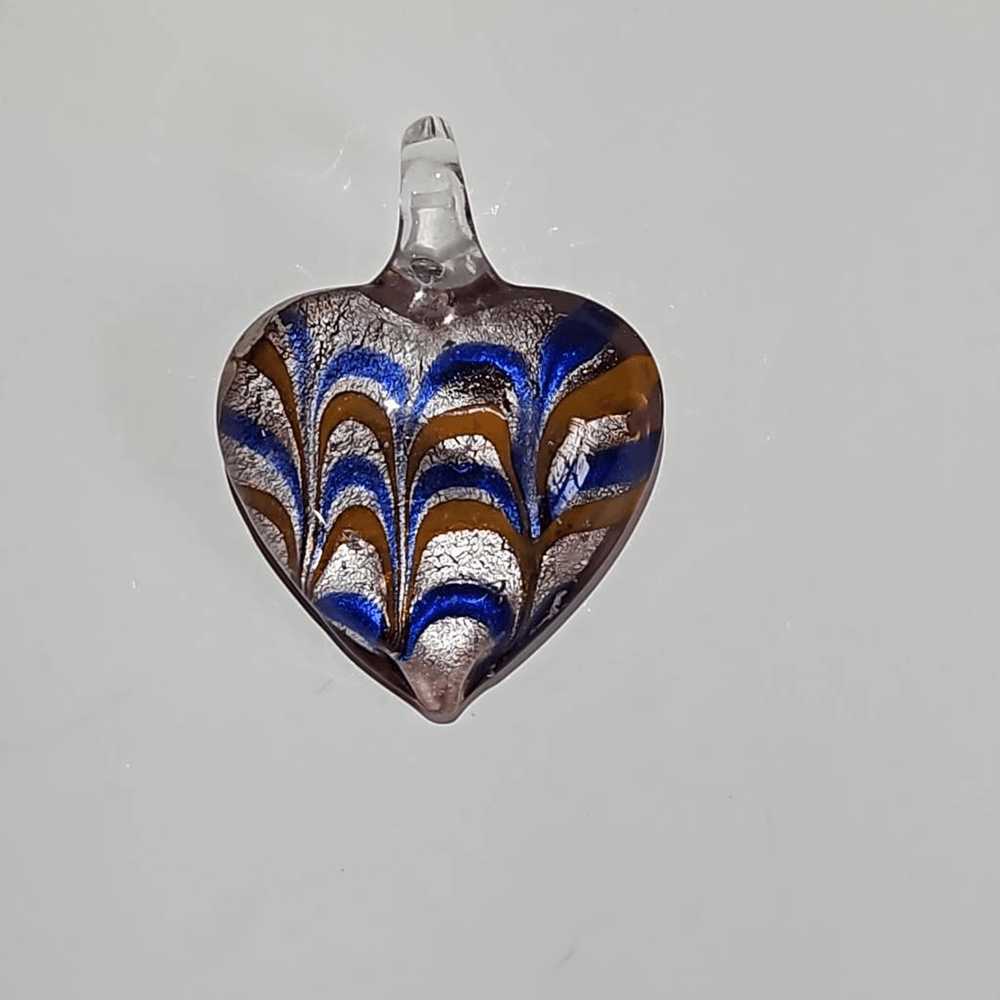 Artisan Dichroic Glass Heart Shaped Drop Pendant … - image 5