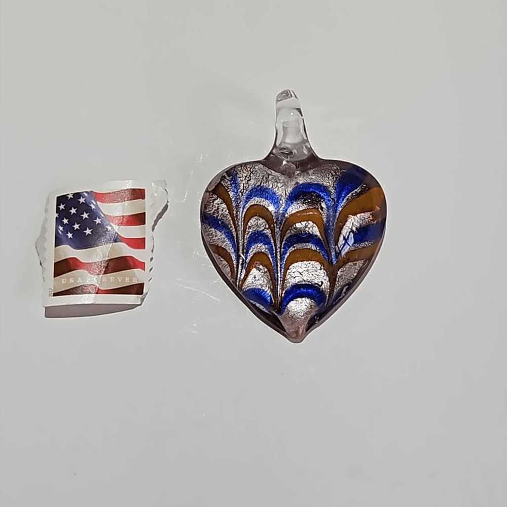 Artisan Dichroic Glass Heart Shaped Drop Pendant … - image 7
