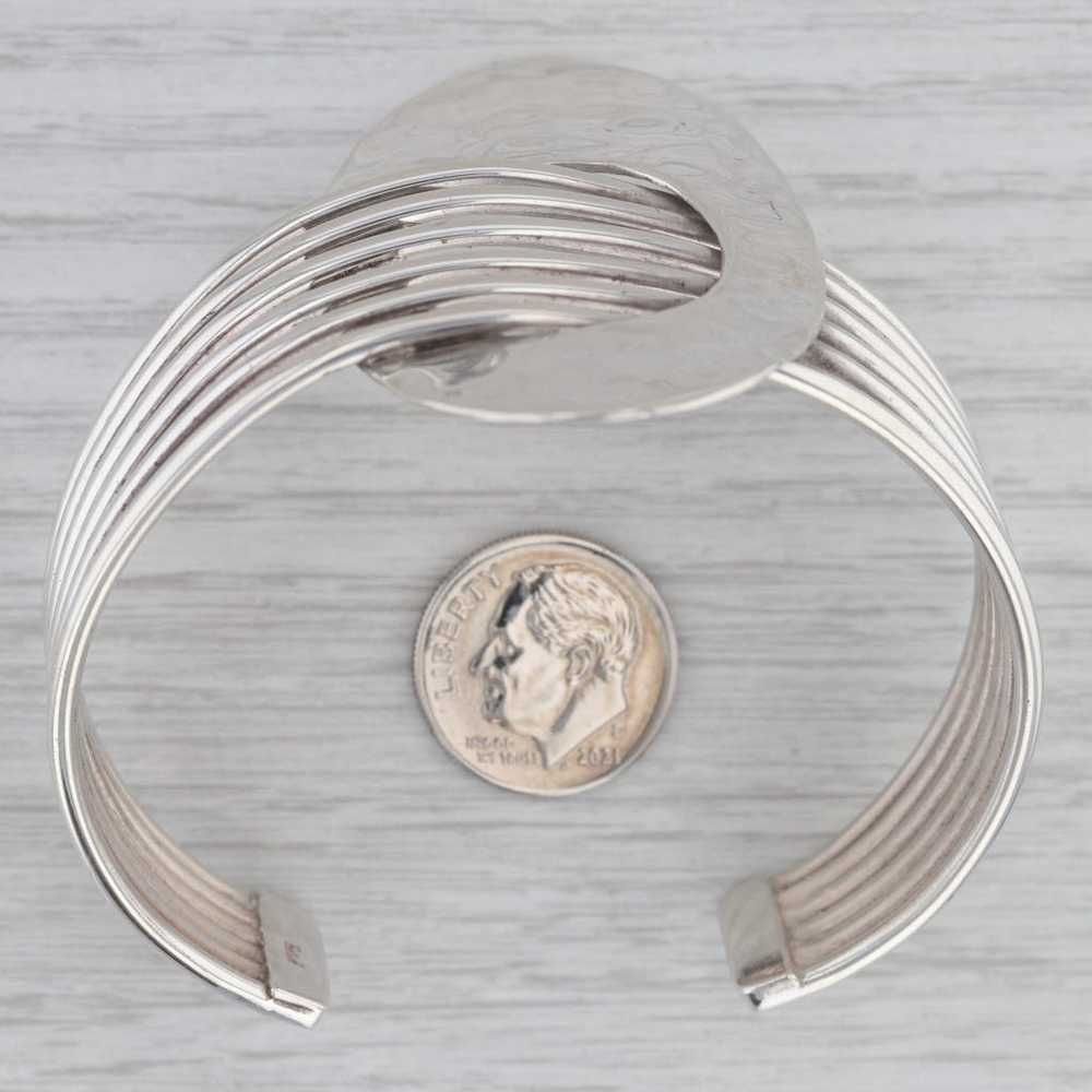 Hammered Layered Bar Cuff Bracelet Sterling Silve… - image 6