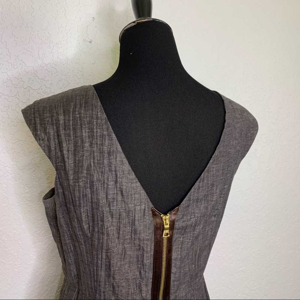 Alice & Olivia gray linen blend sheath dress size… - image 6
