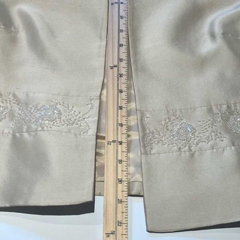 Talbots Silk Gown Jacket Dress Large Tan Beige Be… - image 12