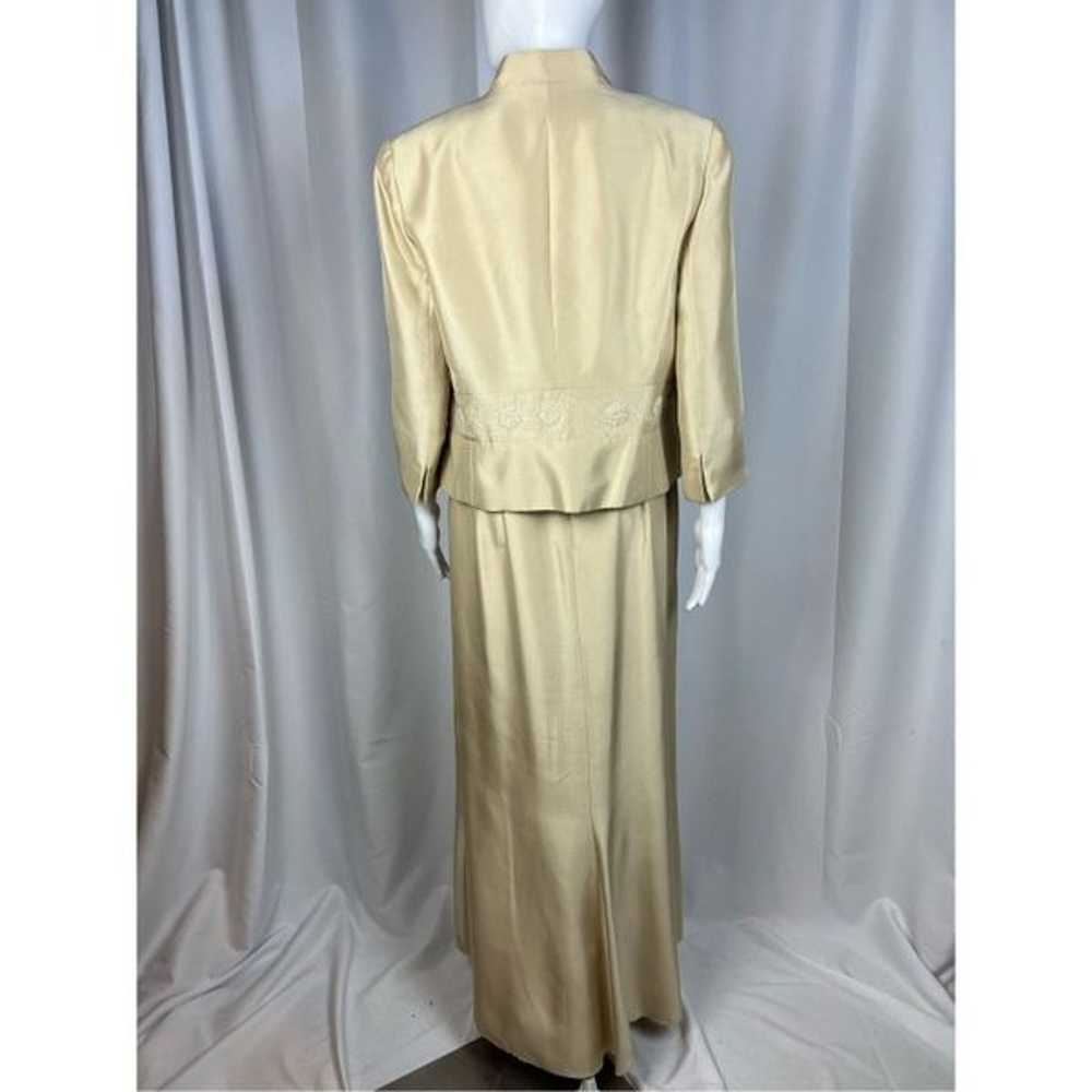 Talbots Silk Gown Jacket Dress Large Tan Beige Be… - image 3