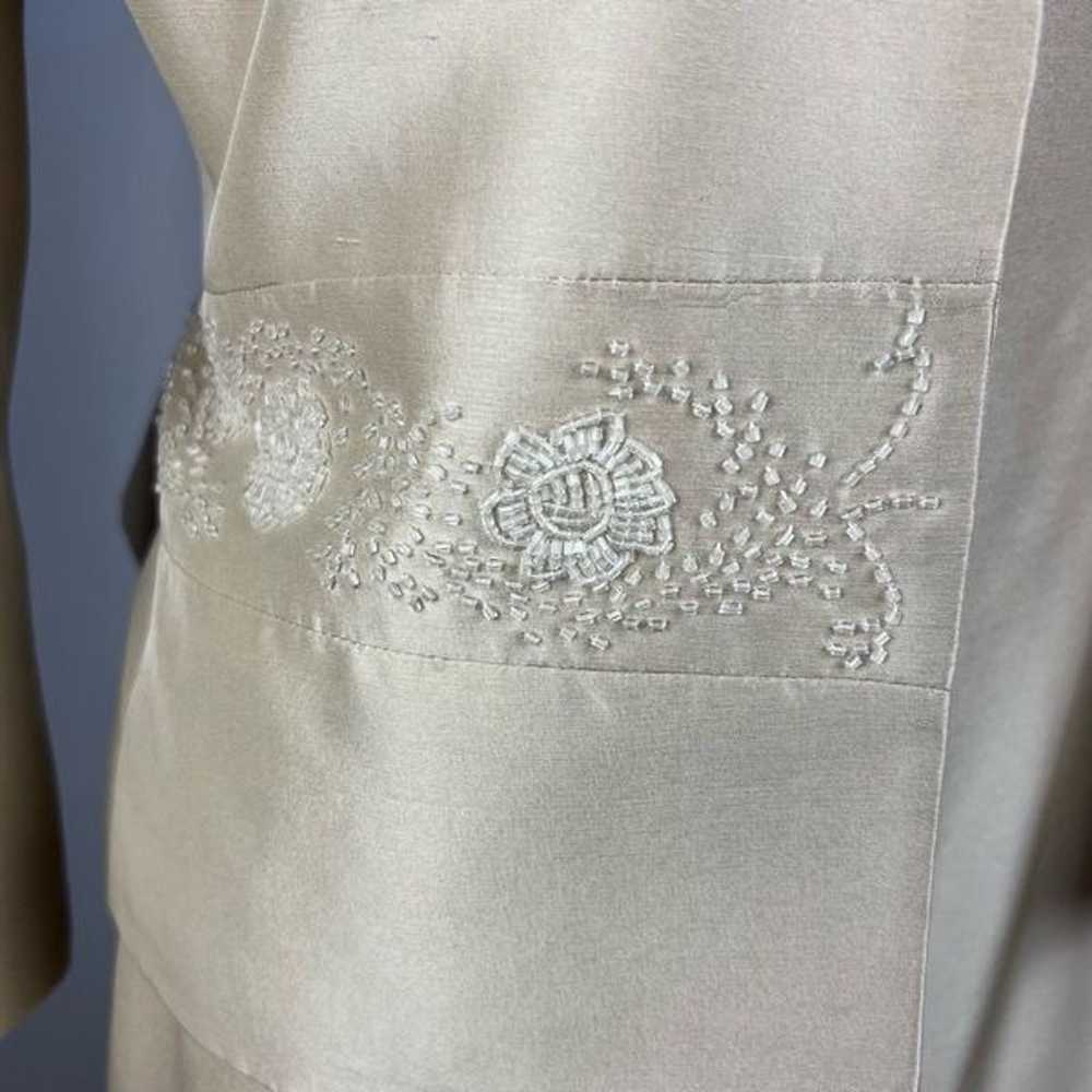 Talbots Silk Gown Jacket Dress Large Tan Beige Be… - image 6