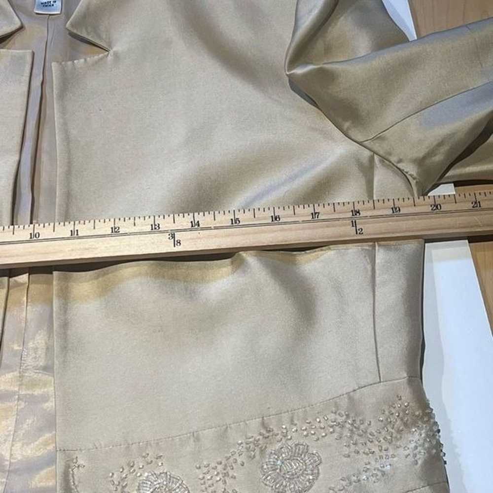 Talbots Silk Gown Jacket Dress Large Tan Beige Be… - image 8