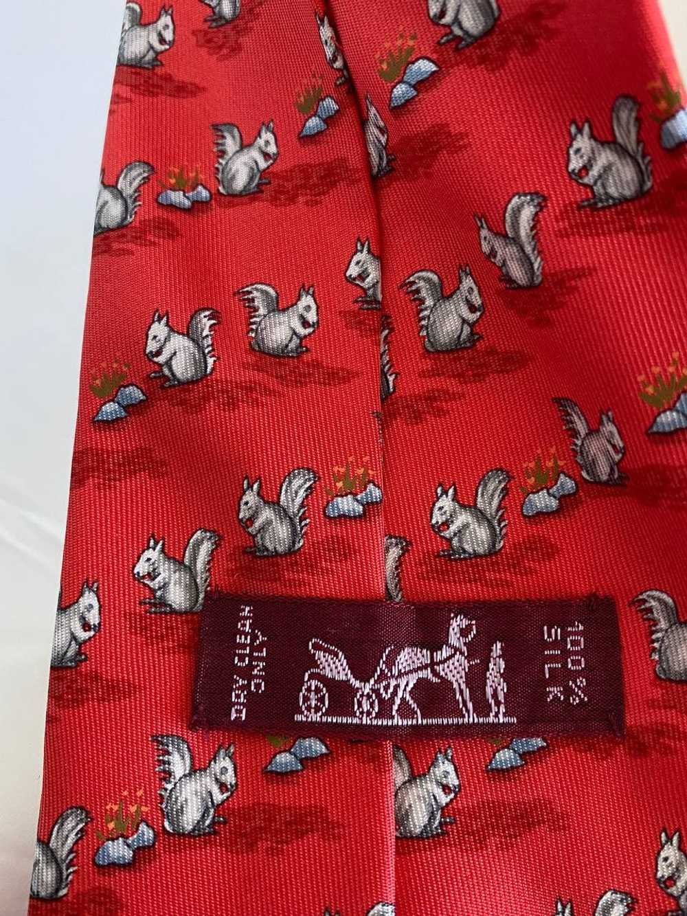 Hermes Hermes 7924 MA Squirrel Pattern Red 100% S… - image 7