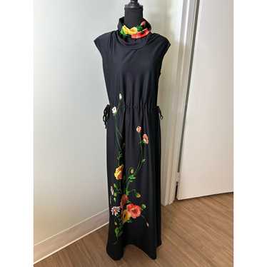Yves Jennet Vintage Black Flower Sleeveless Maxi … - image 1