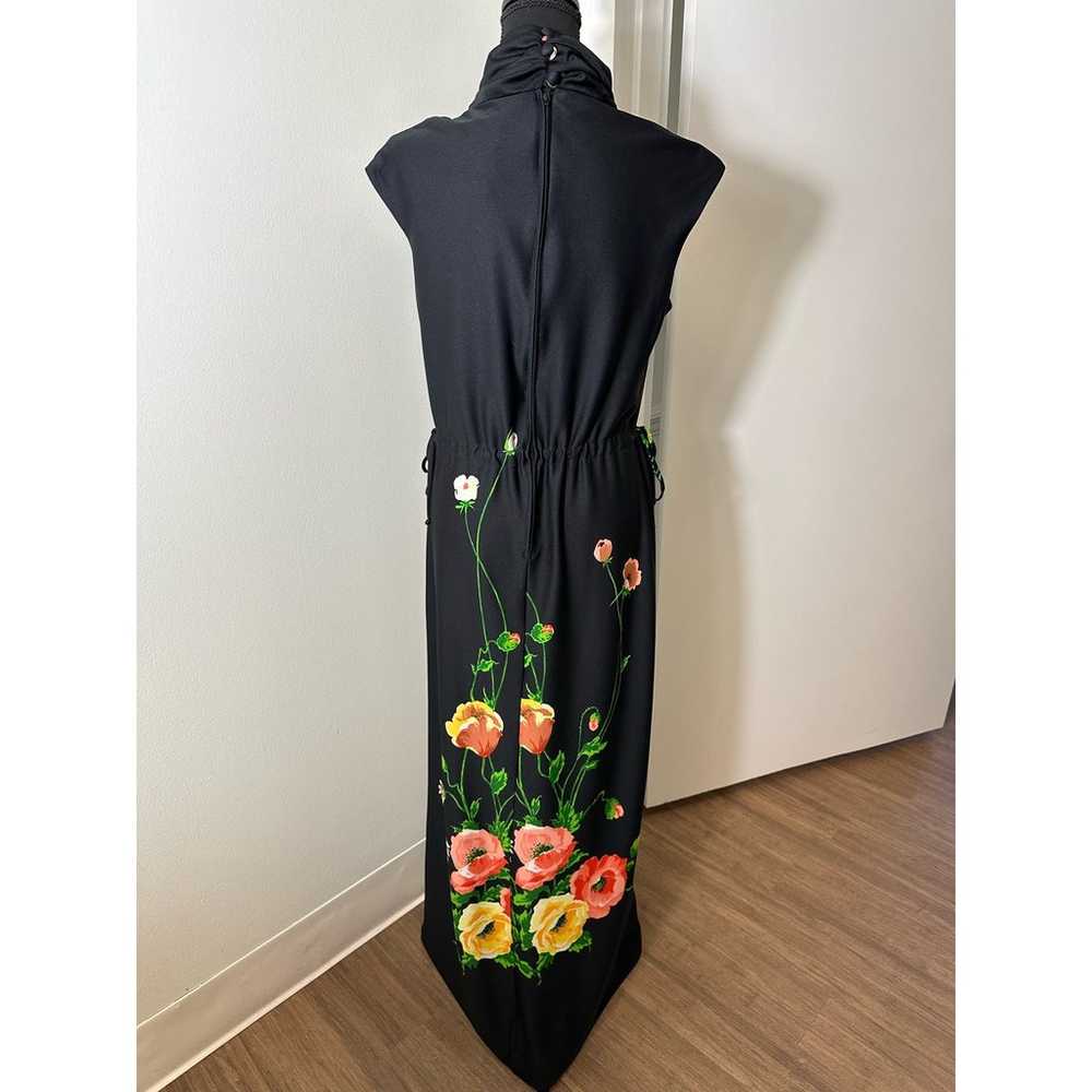 Yves Jennet Vintage Black Flower Sleeveless Maxi … - image 4