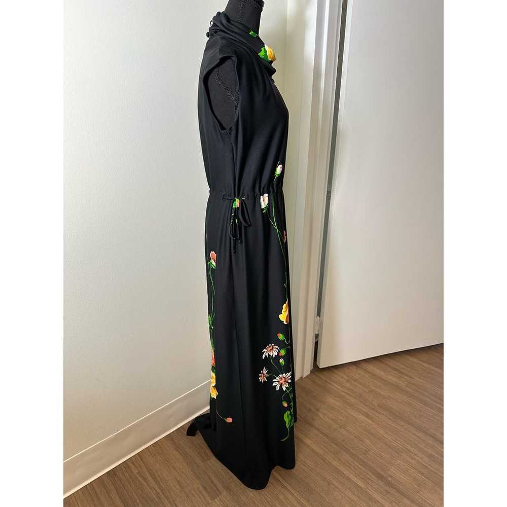 Yves Jennet Vintage Black Flower Sleeveless Maxi … - image 5
