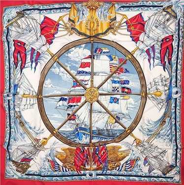 [Used Scarf] Hermes Kare90 Sailing Ship Vive Le Ve