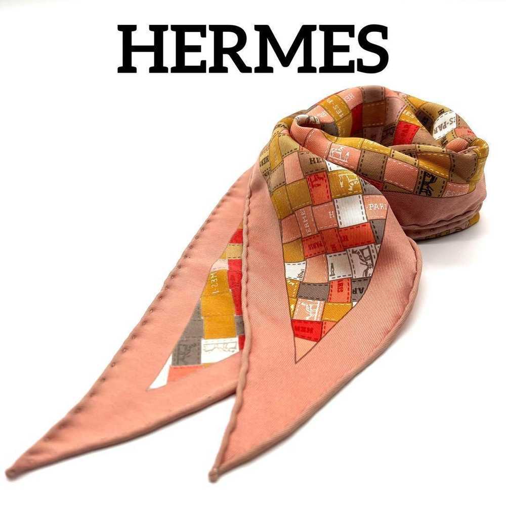 [Used Scarf] Hermes Bolduc Check Pointe Silk Scarf - image 1