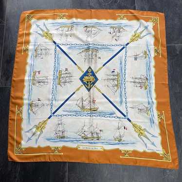 [Used Scarf] Hermes Carre90 Silk Scarf La Marine … - image 1