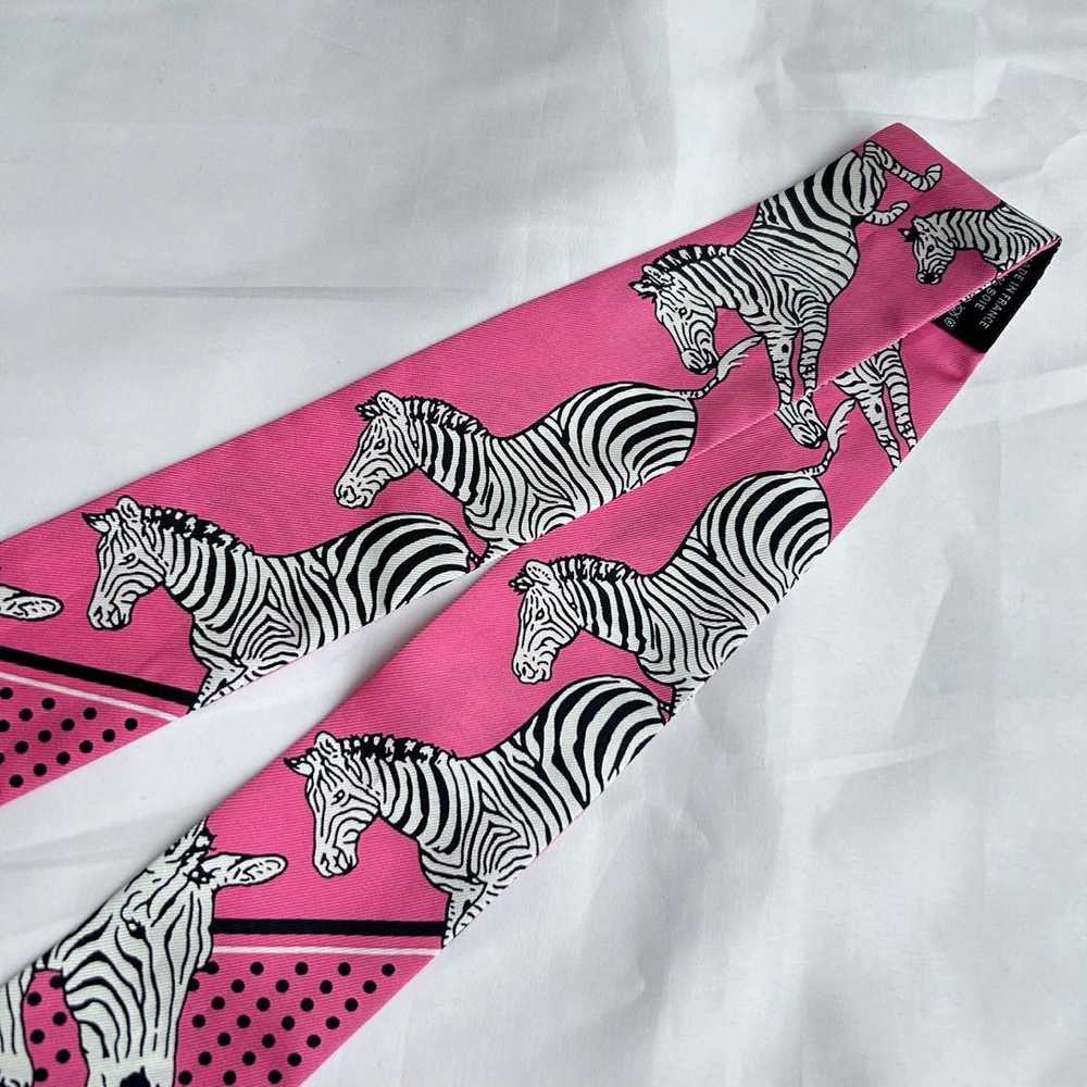 [Used Scarf] Hermes Twilly Zebra Les Zebres Pink - image 5