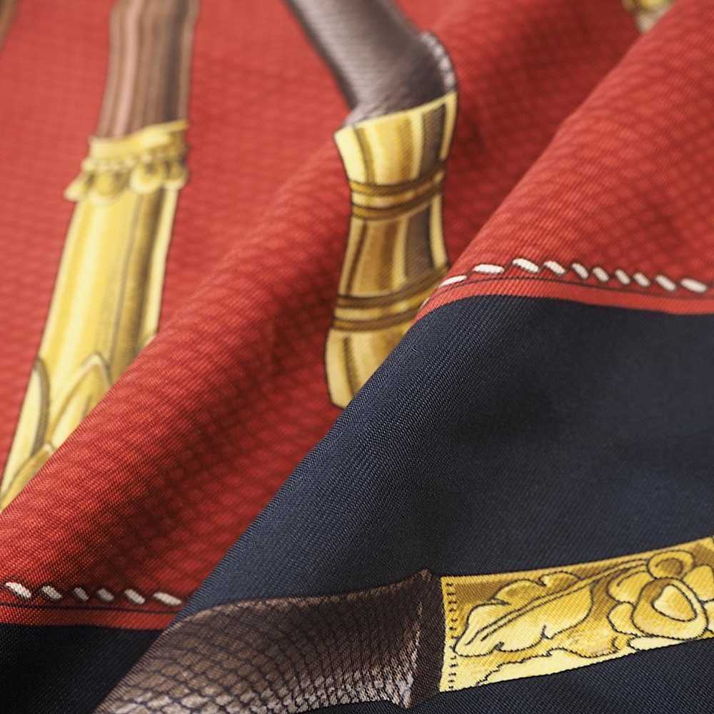 [Used Scarf] 4-Sd047 Hermes Women'S Navy Red Carr… - image 6