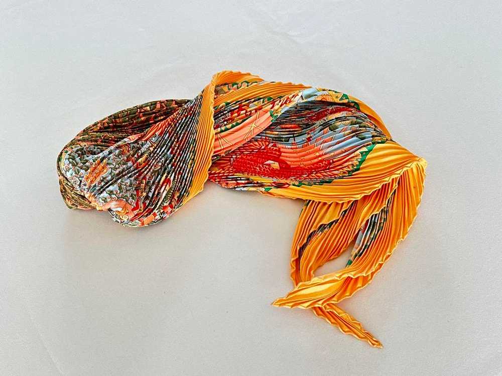 [Used Scarf] Hermes Pleated Carre Axis Mundi The … - image 5